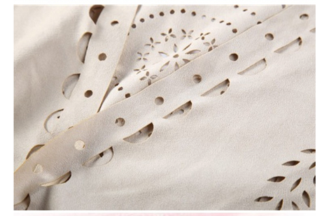 Beige Suede Wheat Tassel Triangle Scarf - Autumn Warm Shawl for Women, Hollow-Out Fringe Design