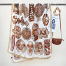 2-Piece Khaki Border Retro Lantern Print Scarf - Fashionable Niche Design for Women