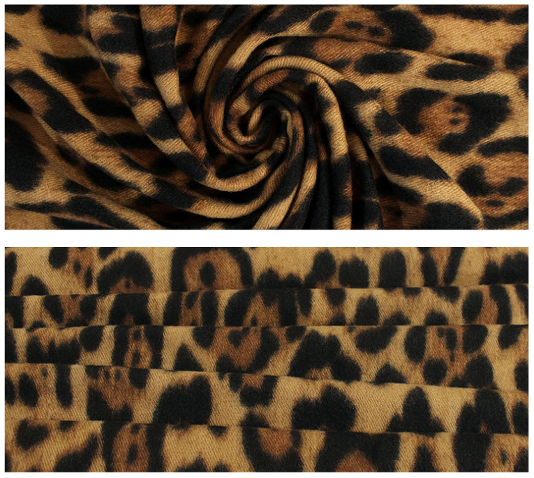 2-Piece Light Brown Leopard Elegant Faux Cashmere Shawl - Warm and Versatile 200 cm Long European-Style Scarf