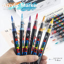 48 Colour Set Vibrant Cyan Acrylic Marker with Soft Brush Tip - 13.8 cm Professional Art Pen