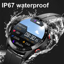 Black Silicone +22MM Black Mitsubishi Steel Strip Business Smartwatch with ECG and PPG Monitoring and Stainless Steel Strap