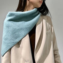 2-Piece Blue Elegant Wool Blend Triangle Scarf - Luxurious Knit Shawl for Women (39 x 110cm)