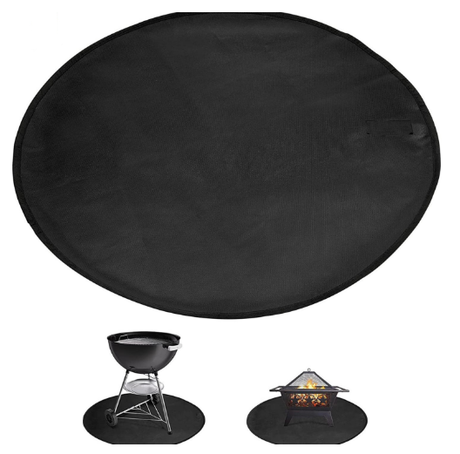 24-Inch Black Fireproof Mat for Fire Pit and BBQ - Silicone Coated