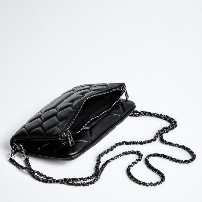 Chic Quilted Leather Crossbody Bag with Chain Strap & Tassel Detail(Black without tassels)