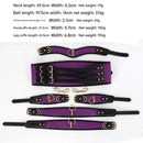 Adjustable PU Leather Bondage Restraint Set - Collar, Waist Belt, Hand & Leg Cuffs with Connectors(red)