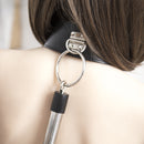 Adjustable PU Leather Collar & Locking Handcuff Spreader Bar Set - Adult Novelty Restraint(black)