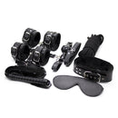 10-Piece Plush Lined Adjustable Restraint Kit with Rope & Accessories for Couples(Black)
