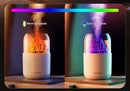 Cool Mist Humidifier with Colorful Atmosphere Light - 300ml USB Powered, Unique Internal Design(Cracked Volcano-Black)