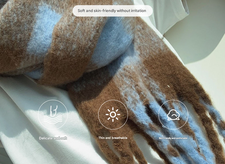 Beige purple Women's Fashion Plaid Scarf - Warm & Stylish Long Neck Warmer (220x40cm)