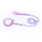 Premium Leather Pet Collar and Leash - Soft, Strong Braided Rope (Purple - Size L)