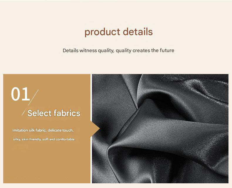 Beige Silky Satin Pillowcase Pair - Smooth for Hair & Skin, Elastic Fitted (46x90+16cm)