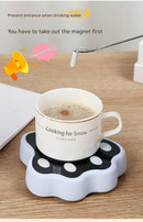 Beige Cute Paw Print Self-Stirring Coaster - Electric Coffee & Milk Mixer