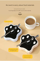 Beige Cute Paw Print Self-Stirring Coaster - Electric Coffee & Milk Mixer