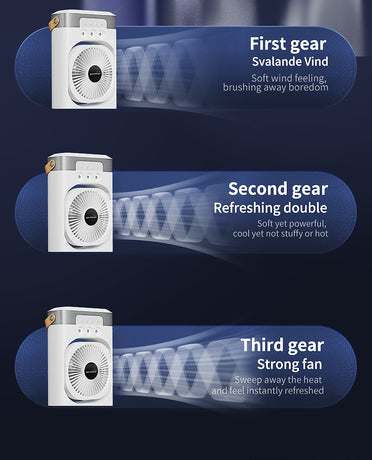 Black 3-in-1 Portable Air Cooler Fan - Desktop Humidifier & LED Light, Nano Mist