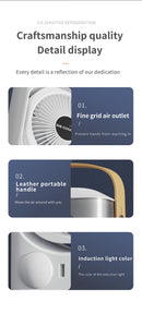 Black 3-in-1 Portable Air Cooler Fan - Desktop Humidifier & LED Light, Nano Mist