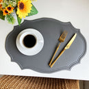 4 pcs Retro Faux Leather Placemat - Waterproof & Oil-Proof Dining Table Mat (Dark gray)