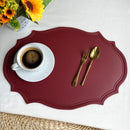 4 pcs Retro Faux Leather Placemat - Waterproof & Oil-Proof Dining Table Mat (Wine red)