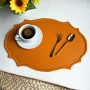 4 pcs Retro Faux Leather Placemat - Waterproof & Oil-Proof Dining Table Mat (Yellow)