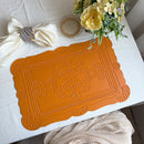 4 pcs Decorative Faux Leather Placemats - Unique Shape, Beautiful Packaging (Yellow)