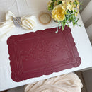 4 pcs Decorative Faux Leather Placemats - Unique Shape, Beautiful Packaging (Red)