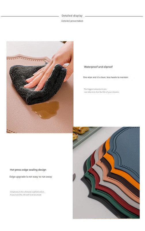 4 pcs Decorative Faux Leather Placemats - Unique Shape, Beautiful Packaging (Red)