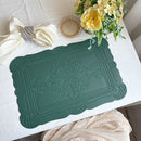 4 pcs Decorative Faux Leather Placemats - Unique Shape, Beautiful Packaging (Dark green)