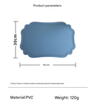 4 pcs Retro Faux Leather Placemat - Waterproof & Oil-Proof Dining Table Mat (Light blue)