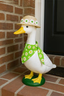 2 Sets Khaki and Yellow Daisy Delight Porch Goose & Small Pet Costume - 2 Summer Straw Hat & 2 Floral Bandana Set