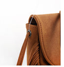 Black Chic Bohemian Fringe Crossbody Bag - Suede-Look PU Leather with Braided Detail & Adjustable Strap