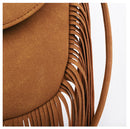 Black Chic Bohemian Fringe Crossbody Bag - Suede-Look PU Leather with Braided Detail & Adjustable Strap