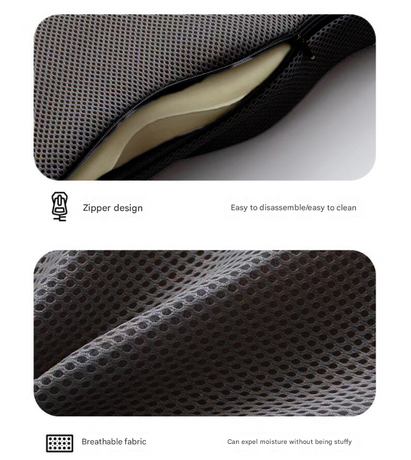 Black Ergonomic U-Shaped Memory Foam Seat Cushion - Coccyx Relief & Posture Support with Breathable Cover