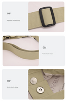 Black Chic Lightweight Nylon Drawstring Tote Bag - Multi-Pocket Casual Shoulder & Crossbody