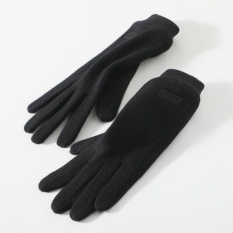 Black Elegant Women's Wool Blend Winter Gloves - Cozy Fleece-Lined Touchscreen Warmth
