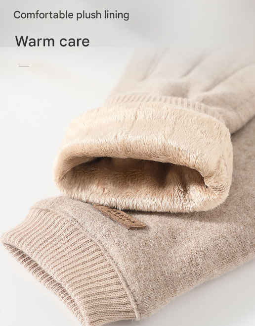 Black Elegant Women's Wool Blend Winter Gloves - Cozy Fleece-Lined Touchscreen Warmth
