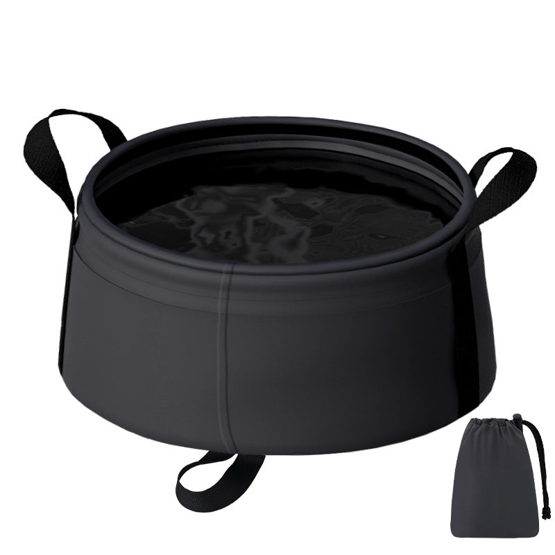 2 Pcs Black Ultra-Lightweight Collapsible Travel Basin - Waterproof Folding Bucket for Camping, Hiking & Outdoors (8.5L)