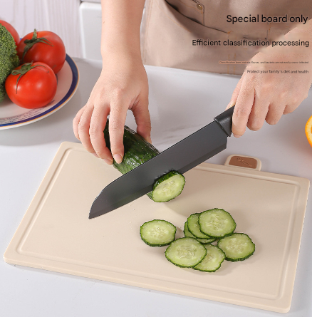 Beige 4-Piece Index Cutting Board Set with Ventilated Storage Stand - Food-Safe PP Kitchen Chopping Boards