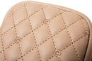 Beige Chic Quilted Crossbody Phone Bag - PU Leather Mini Purse with Floral Stitching & Adjustable Strap