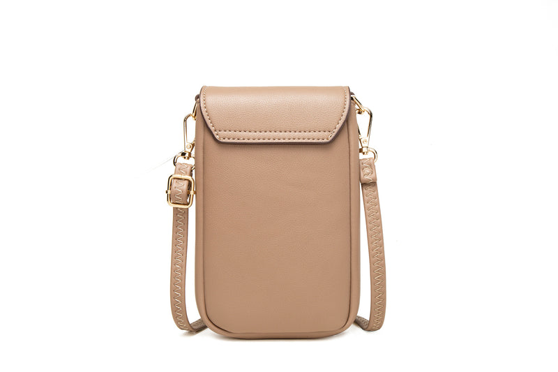 Black Chic Quilted Crossbody Phone Bag - PU Leather Mini Purse with Floral Stitching & Adjustable Strap