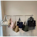 Black Women's Large Capacity Nylon Tote Bag - Stylish Casual Shoulder & Crossbody Bag with Detachable Pouch