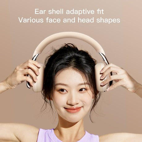 Beige Premium Wireless ANC Headphones - Bluetooth 5.4, 32H Playtime, Foldable Over-Ear Design, Comfort Earpads for Travel & Gaming