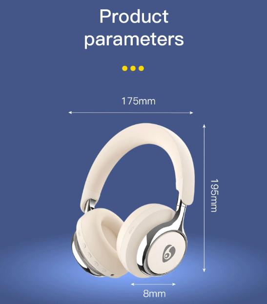 Beige Premium Wireless ANC Headphones - Bluetooth 5.4, 32H Playtime, Foldable Over-Ear Design, Comfort Earpads for Travel & Gaming