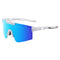 Blue Lenses With White Temples Ultra-Light Polarized Sports Sunglasses - Wraparound Shield Design for Cycling & Outdoor Performance