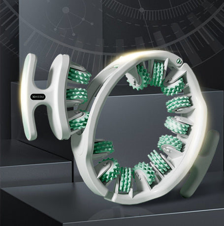 Green and White Adjustable 3D Leg & Body Roller Massager - Deep Tissue Muscle Relief for Thighs, Calves, Arms - Fascia & Cellulite Tool with Detachable Handles