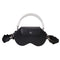 Black Chic PU Leather Crossbody Storage Bag for Apple AirPods Max - Protective Case with Ruched Fabric Strap & Top Handle
