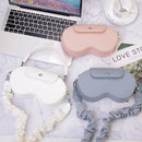 Black Chic PU Leather Crossbody Storage Bag for Apple AirPods Max - Protective Case with Ruched Fabric Strap & Top Handle