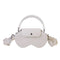 White Chic PU Leather Crossbody Storage Bag for Apple AirPods Max - Protective Case with Ruched Fabric Strap & Top Handle