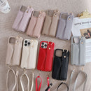 Red Chic PU Leather Crossbody Wallet Case for iPhone 16 Pro Max - Card Holder with Detachable Strap & Finger Ring Grip