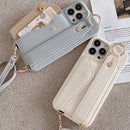 Red Chic PU Leather Crossbody Wallet Case for iPhone 16 Pro - Card Holder with Detachable Strap & Finger Ring Grip