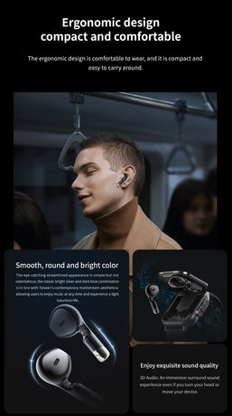Black TPU Strap 2-in-1 Smartwatch with Built-in Earbuds - 2.01