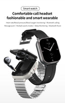 Beige TPU Strap 2-in-1 Smartwatch with Built-in Earbuds - 2.01 HD Touchscreen